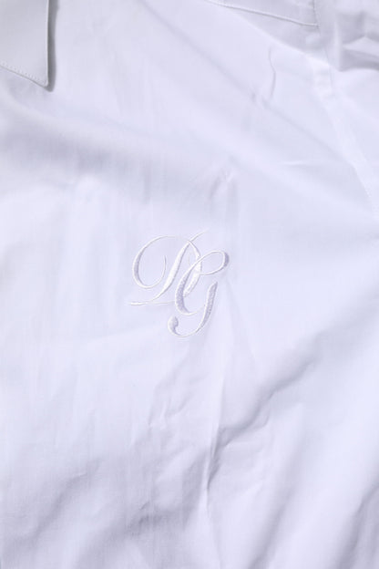 White Cotton GOLD Long Sleeves Formal Shirt-Dolce & Gabbana-LabelTerrace.com