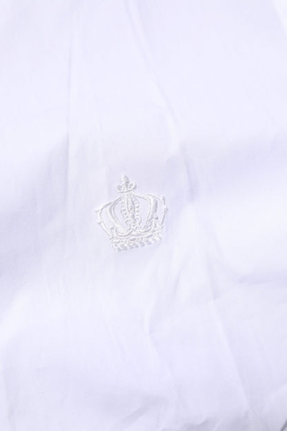 White Cotton GOLD Long Sleeves Formal Shirt-Dolce & Gabbana-LabelTerrace.com