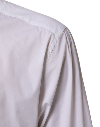 White Cotton GOLD Long Sleeves Formal Shirt-Dolce & Gabbana-LabelTerrace.com
