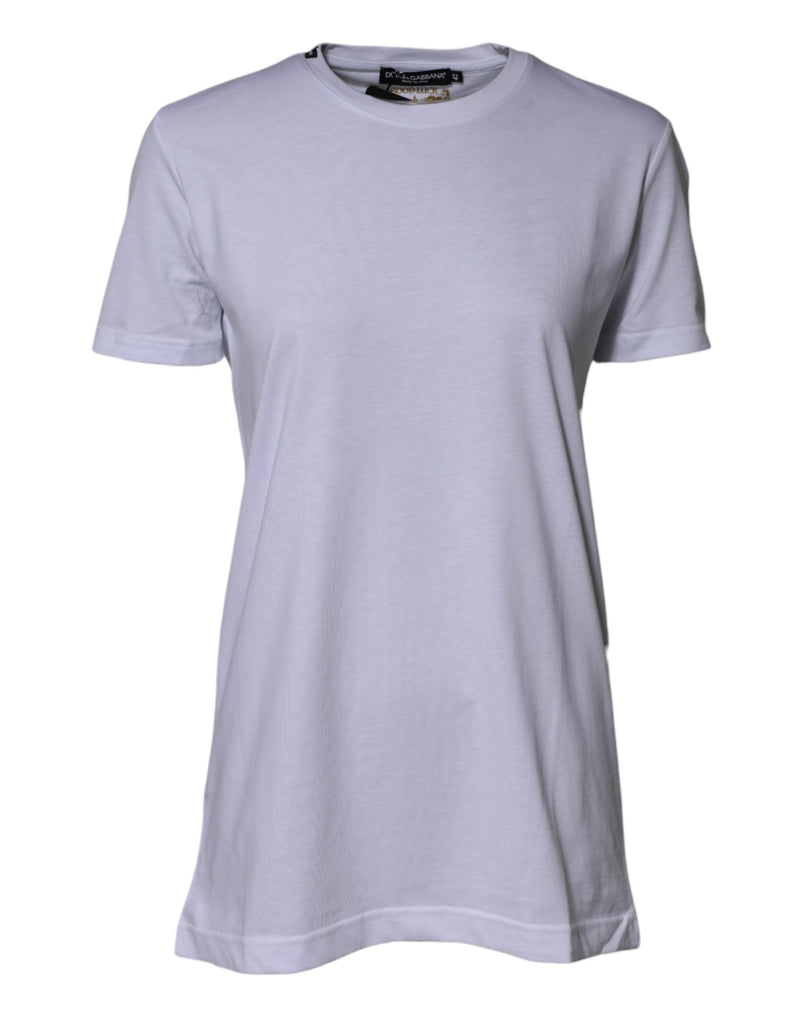 White Cotton Goodluck 2023 Crew Neck T-shirt-Dolce & Gabbana-LabelTerrace.com