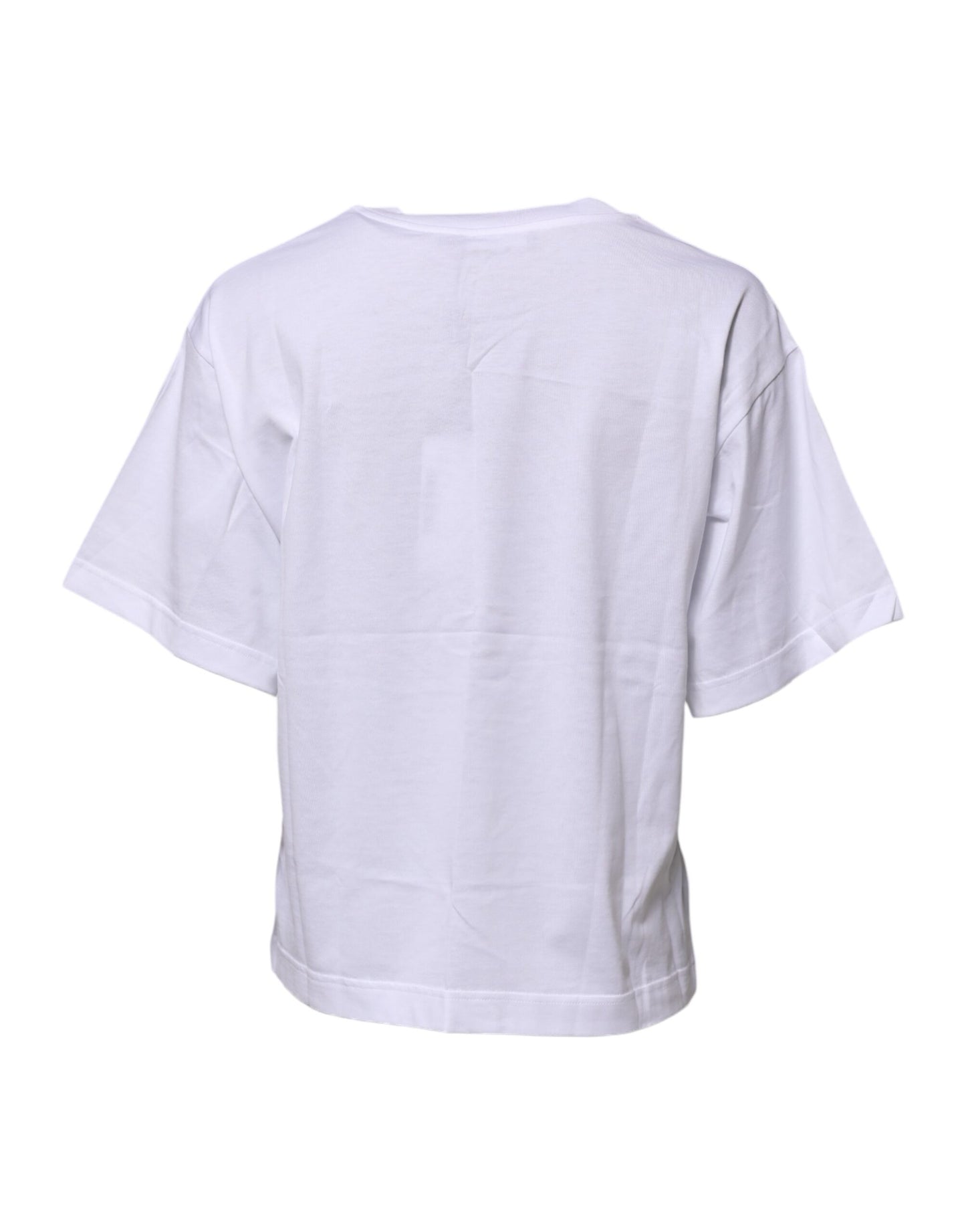 White Cotton Graphic Print Crew Neck T-shirt-Dolce & Gabbana-LabelTerrace.com