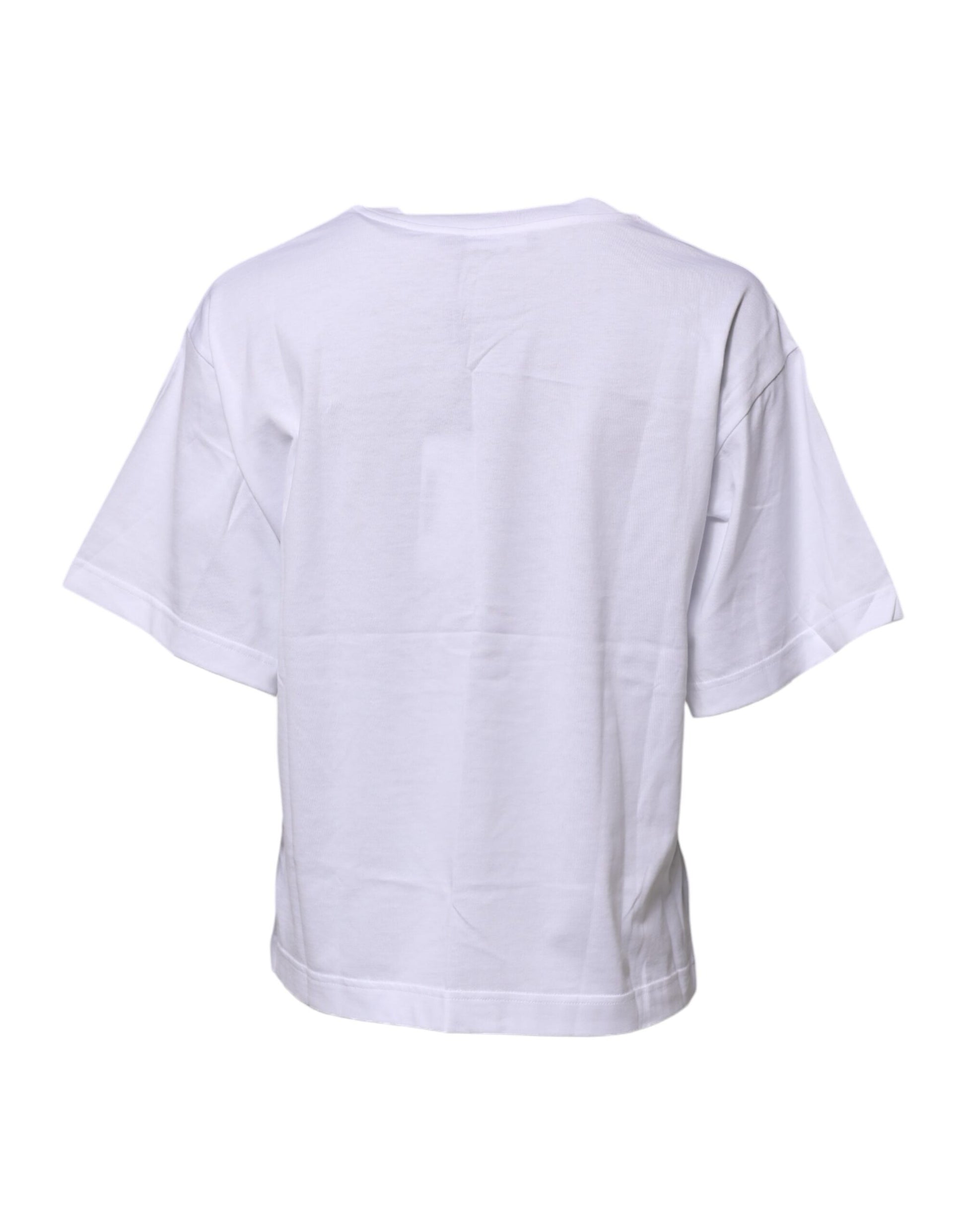 White Cotton Graphic Print Crew Neck T-shirt-Dolce & Gabbana-LabelTerrace.com