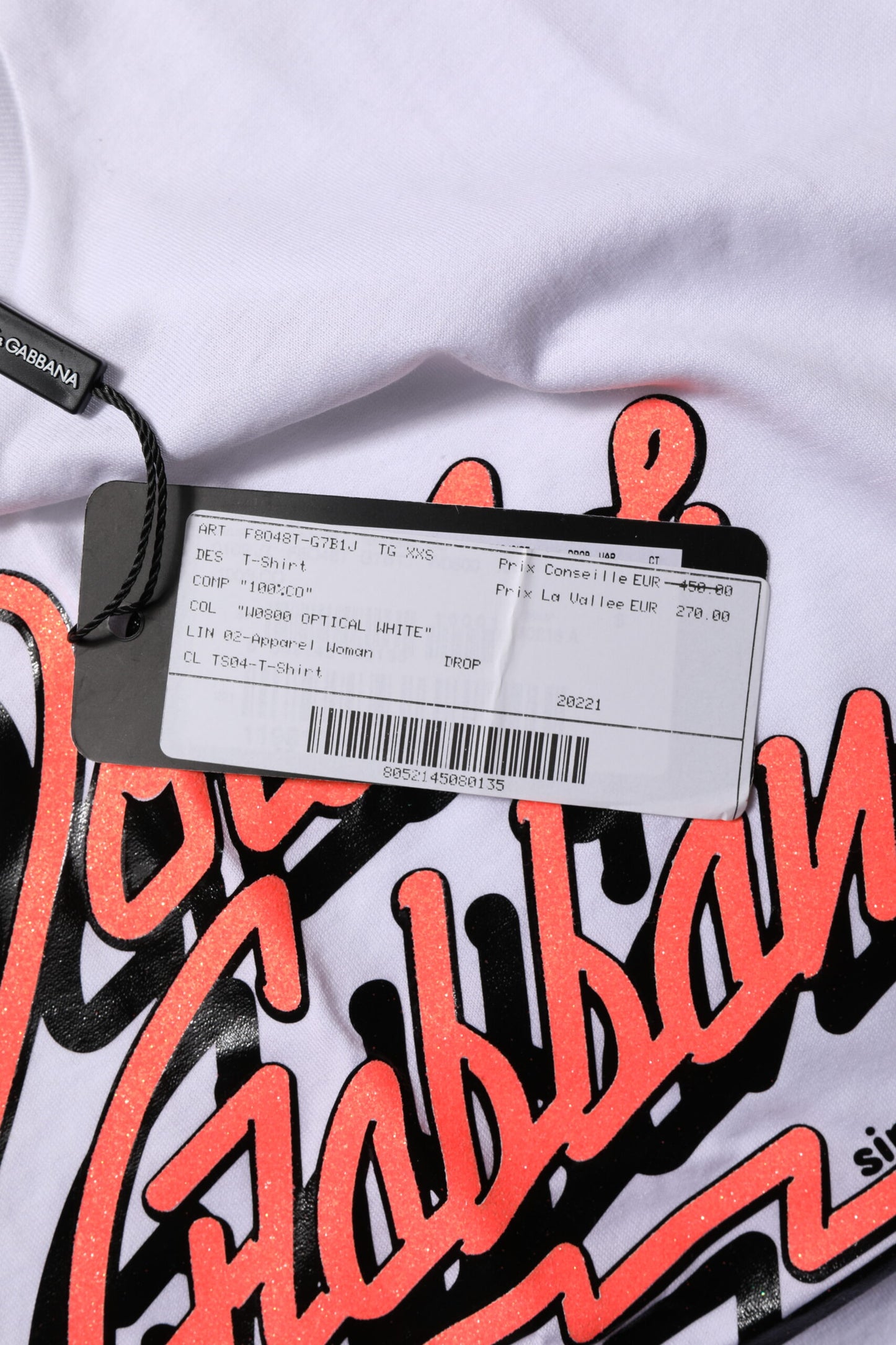 White Cotton Graphic Print Crew Neck T-shirt-Dolce & Gabbana-LabelTerrace.com