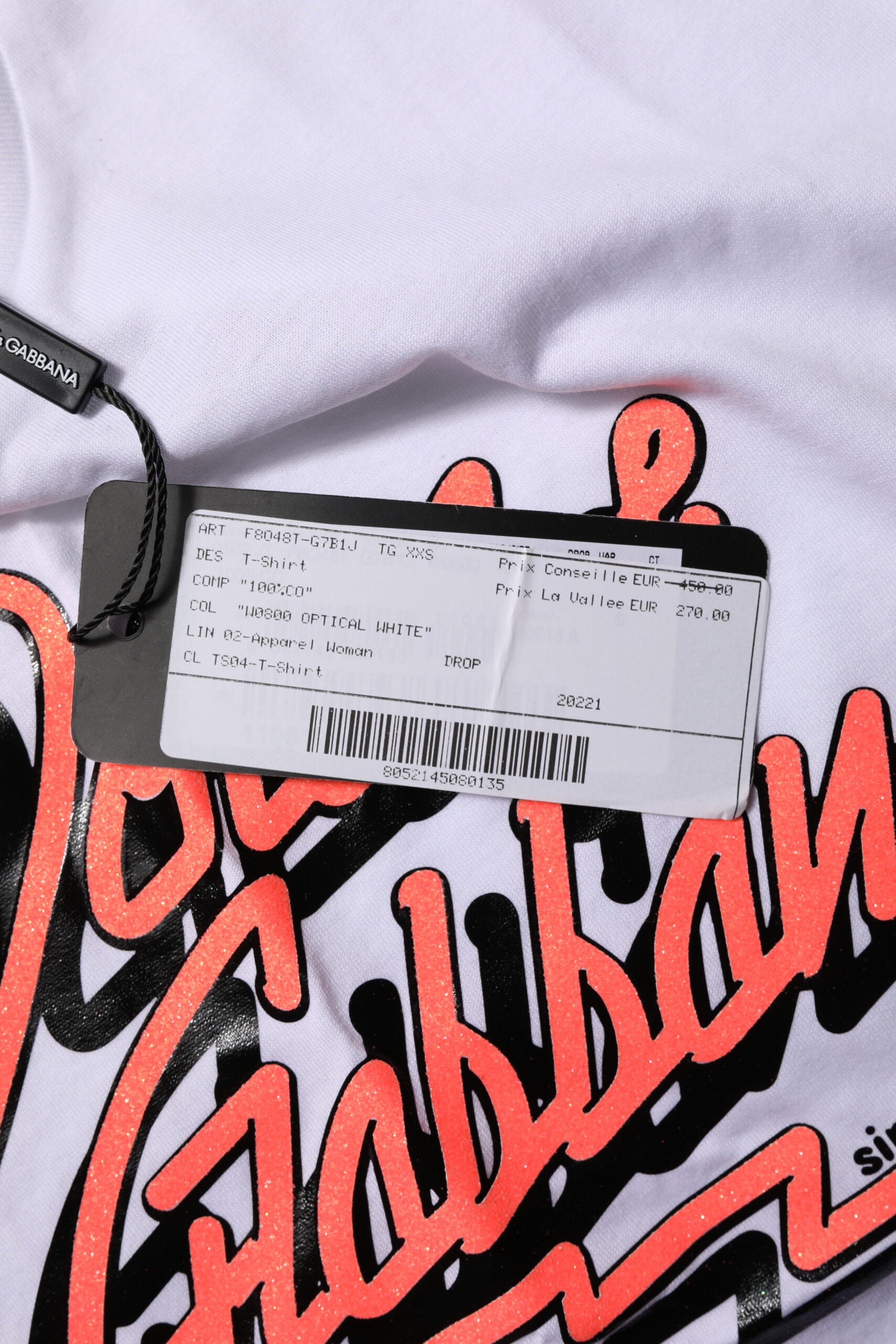 White Cotton Graphic Print Crew Neck T-shirt-Dolce & Gabbana-LabelTerrace.com