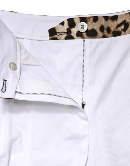 White Cotton High Waist Bermuda Mini Shorts