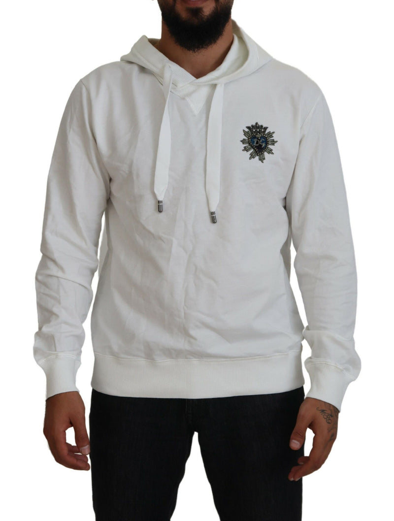 White Cotton Hooded Sweatshirt Logo Sweater-Dolce & Gabbana-LabelTerrace.com