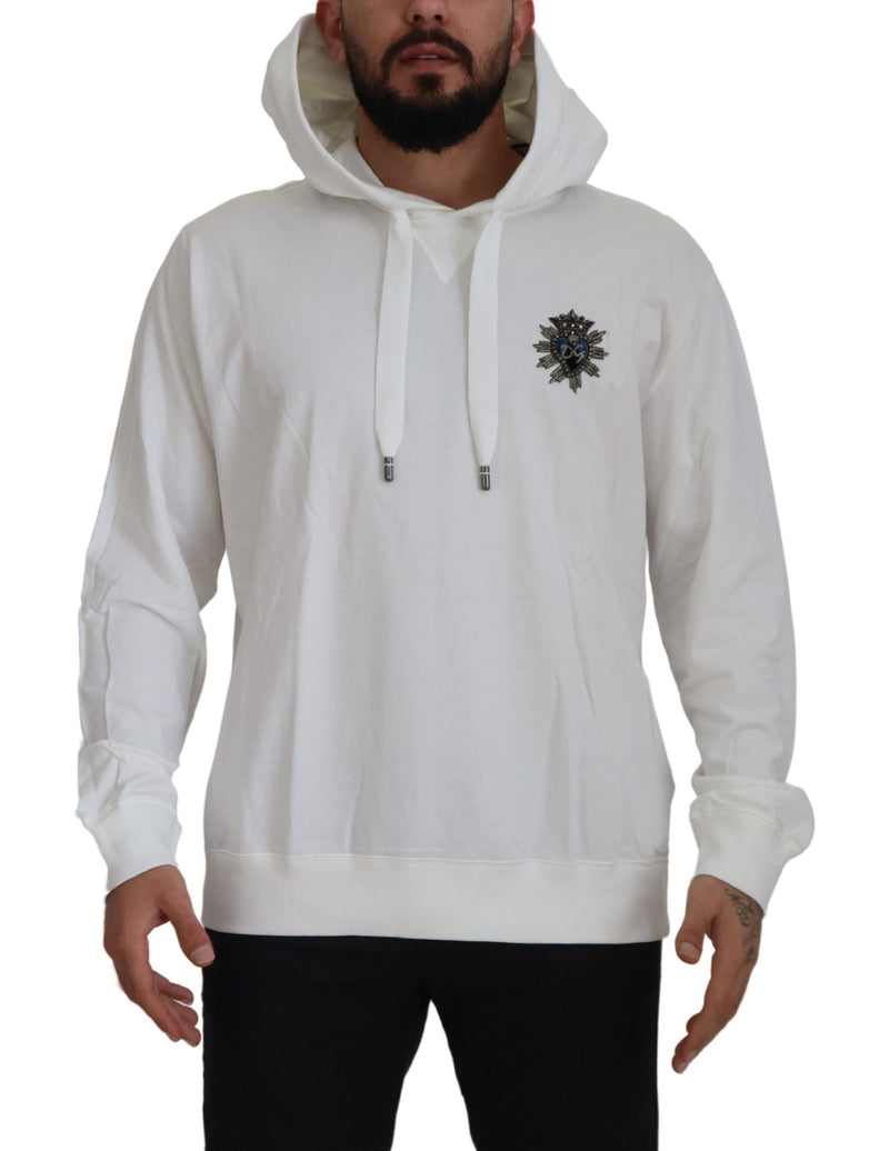 White Cotton Hooded Sweatshirt Sweater-Dolce & Gabbana-LabelTerrace.com