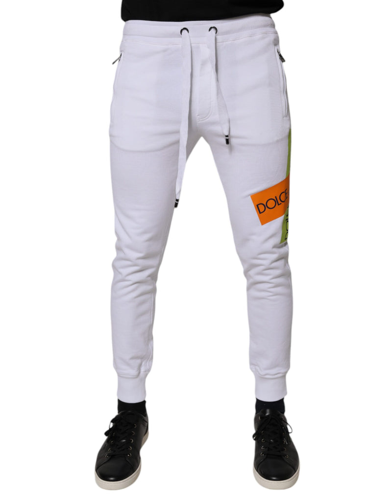 White Cotton Logo Jogger Pants-Dolce & Gabbana-LabelTerrace.com