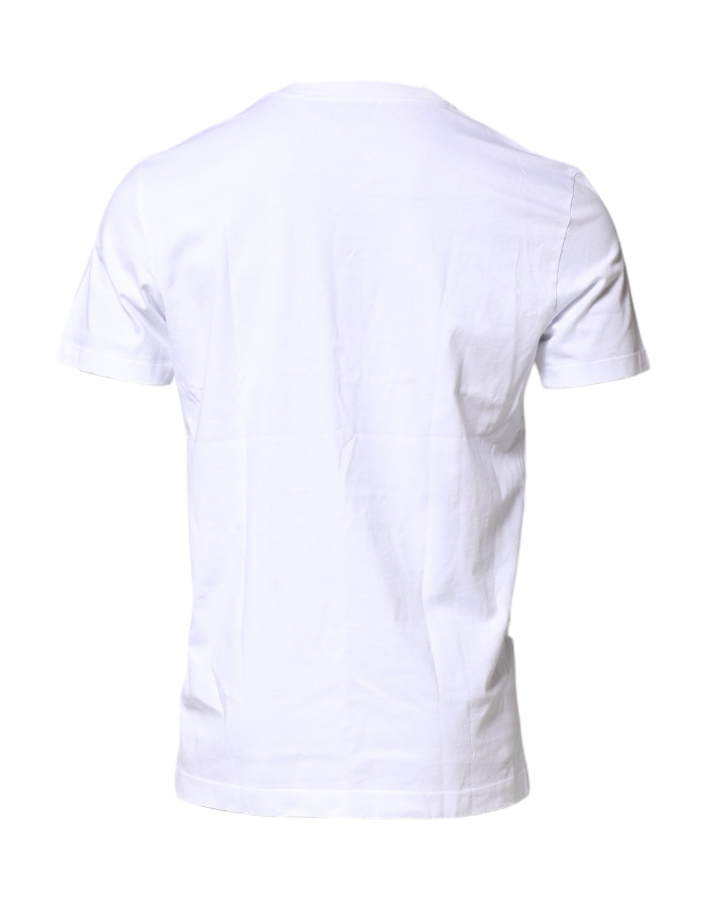 White Cotton Logo Patch Crew Neck T-shirt-Dolce & Gabbana-LabelTerrace.com