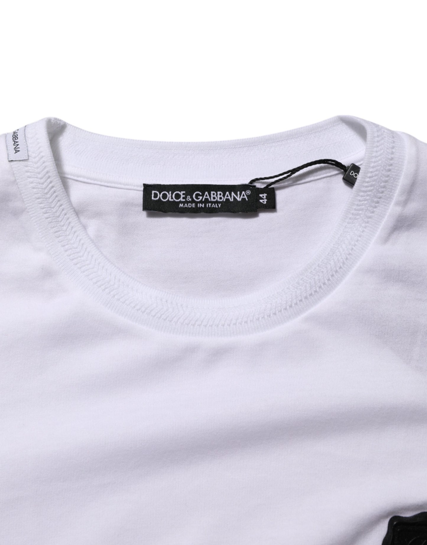 White Cotton Logo Patch Crew Neck T-shirt
