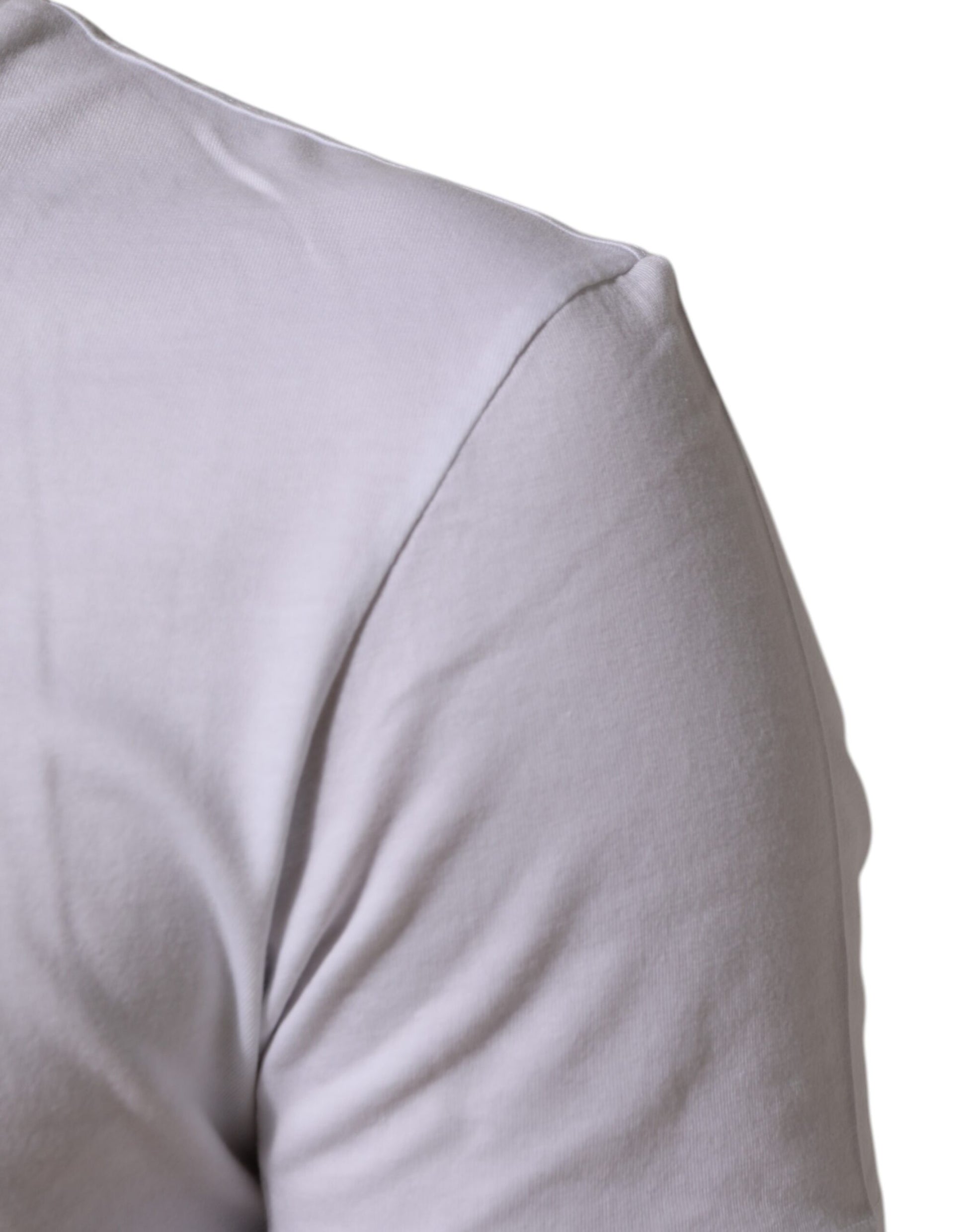 White Cotton Logo Print Crew Neck Men T-shirt