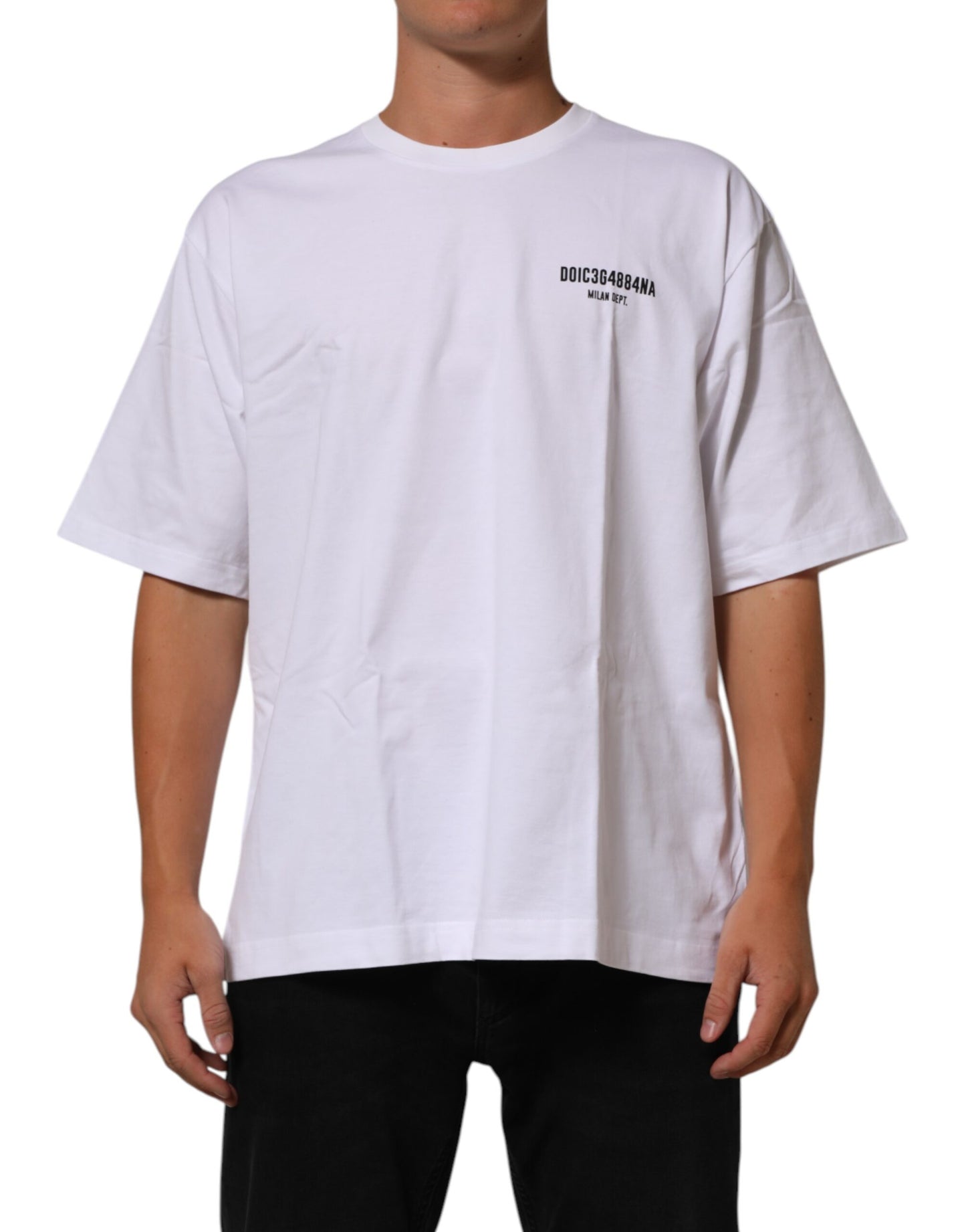 White Cotton Logo Print Crew Neck T-shirt