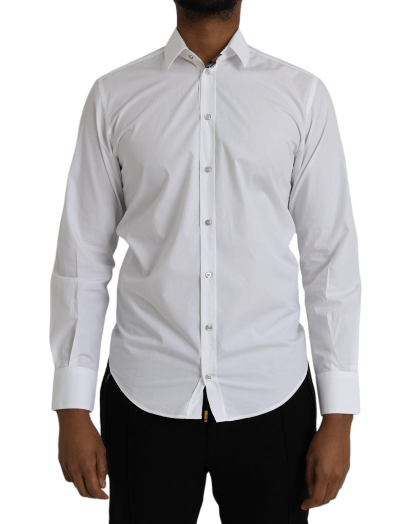 White Cotton Long Sleeve Dress MARTINI Shirt-Dolce & Gabbana-LabelTerrace.com