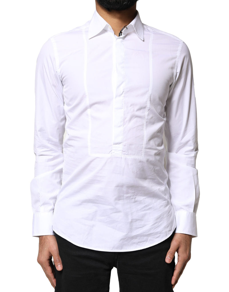White Cotton Long Sleeves Formal Dress Shirt-Dolce & Gabbana-LabelTerrace.com