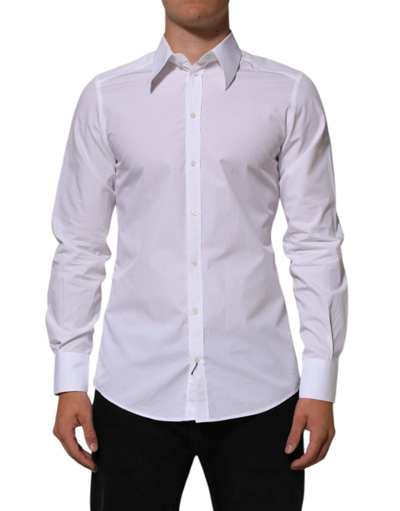 White Cotton MARTINI Men Formal Dress Shirt-Dolce & Gabbana-LabelTerrace.com