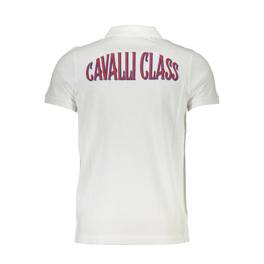 White Cotton Men Polo Shirt-Cavalli Class-LabelTerrace.com