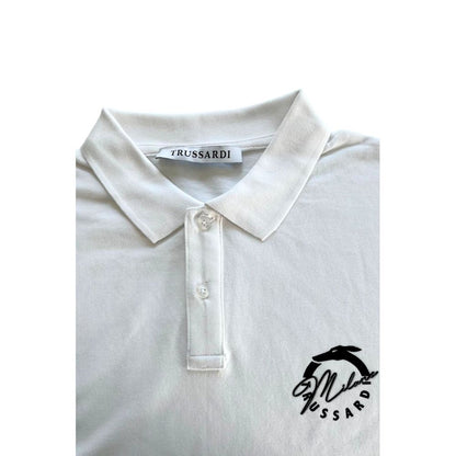 White Cotton Men Polo Shirt