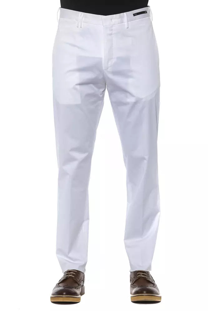 White Cotton Men Trouser-PT Torino-LabelTerrace.com
