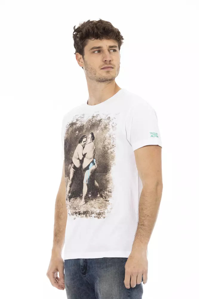 White Cotton Men's T-Shirt-Trussardi Action-LabelTerrace.com