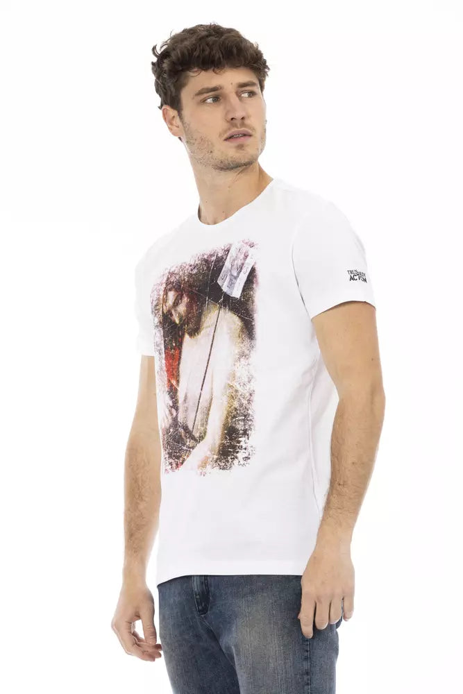 White Cotton Men's T-Shirt-Trussardi Action-LabelTerrace.com