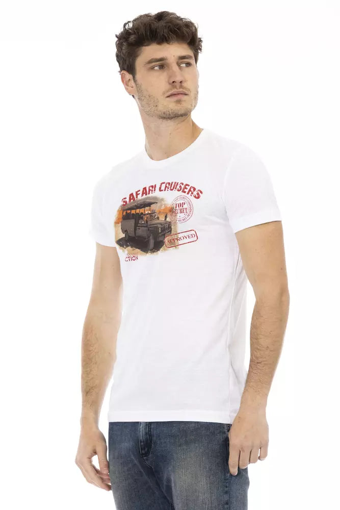 White Cotton Men's T-Shirt-Trussardi Action-LabelTerrace.com