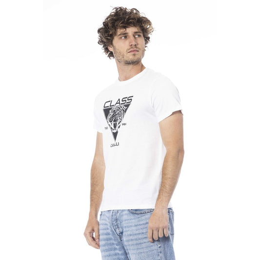 White Cotton Men's T-Shirt-Cavalli Class-LabelTerrace.com