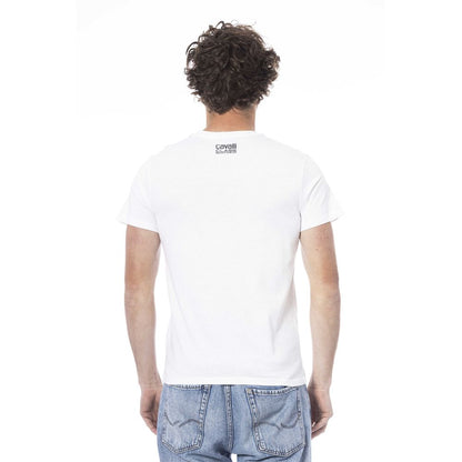 White Cotton Men's T-Shirt-Cavalli Class-LabelTerrace.com