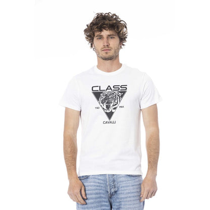 White Cotton Men's T-Shirt-Cavalli Class-LabelTerrace.com