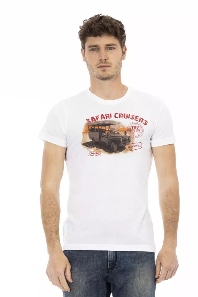 White Cotton Men's T-Shirt-Trussardi Action-LabelTerrace.com