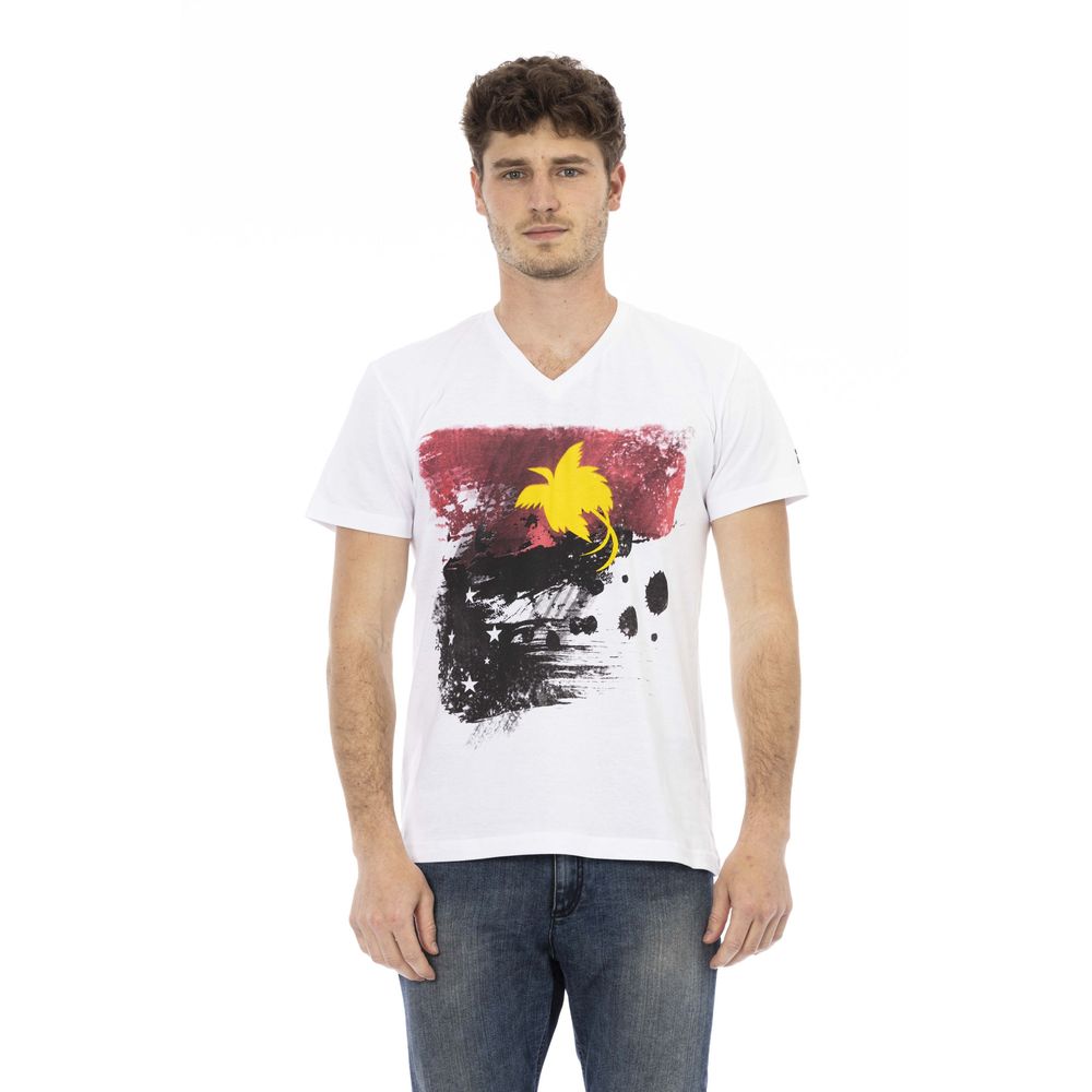 White Cotton Men's T-Shirt-Trussardi Action-LabelTerrace.com