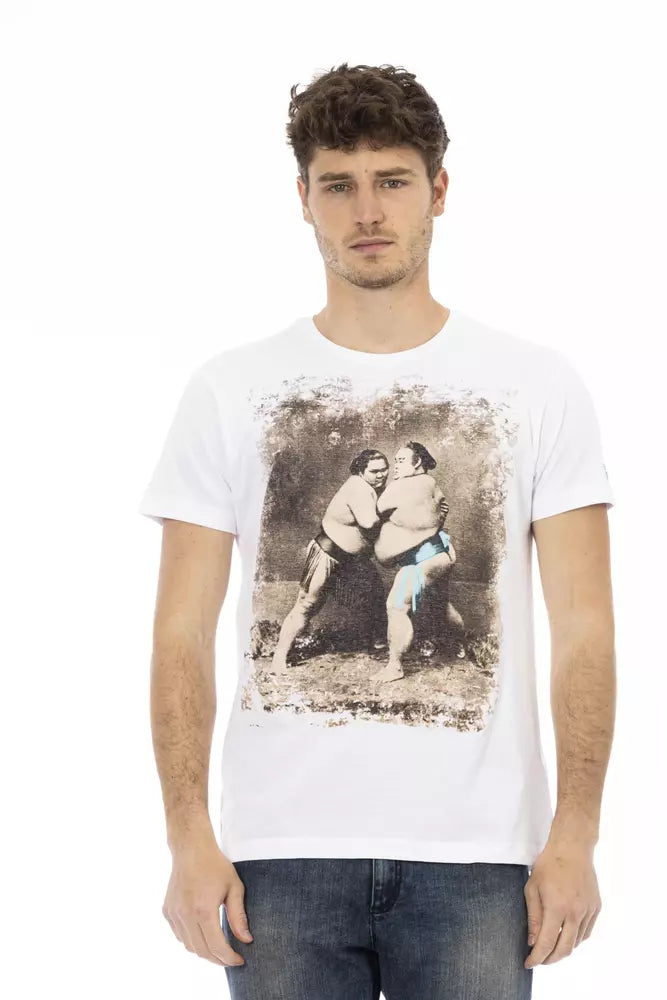 White Cotton Men's T-Shirt-Trussardi Action-LabelTerrace.com