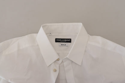 White Cotton Peacock Feather Formal GOLD Shirt