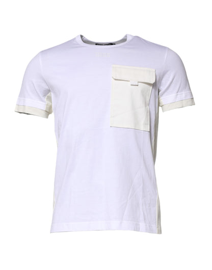 White Cotton Pocket Short Sleeves T-shirt-Dolce & Gabbana-LabelTerrace.com