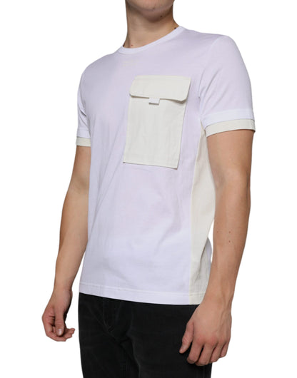 White Cotton Pocket Short Sleeves T-shirt-Dolce & Gabbana-LabelTerrace.com