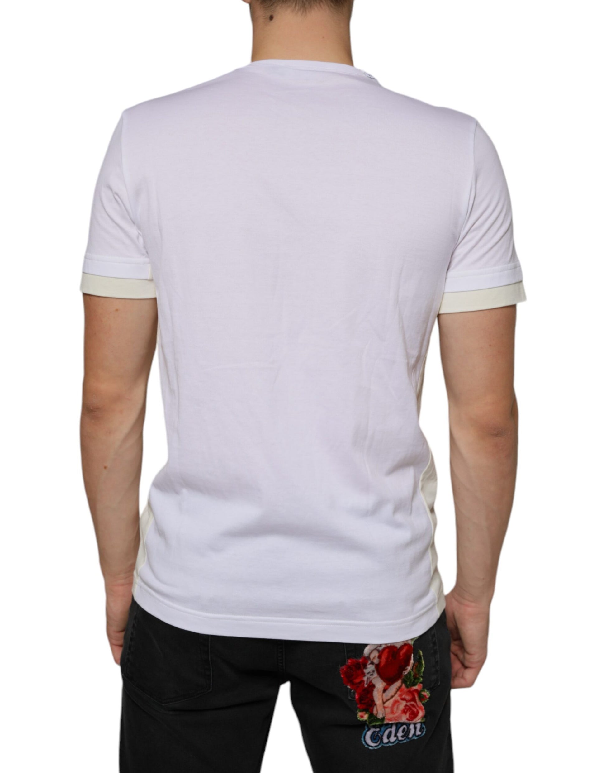 White Cotton Pocket Short Sleeves T-shirt-Dolce & Gabbana-LabelTerrace.com