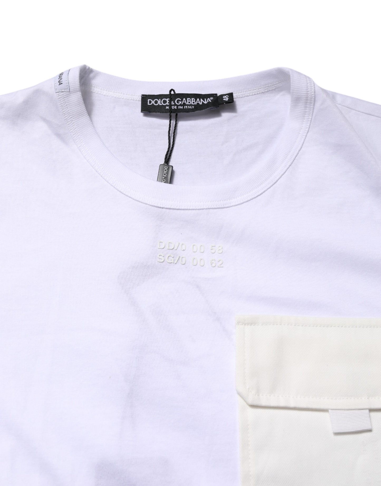 White Cotton Pocket Short Sleeves T-shirt-Dolce & Gabbana-LabelTerrace.com