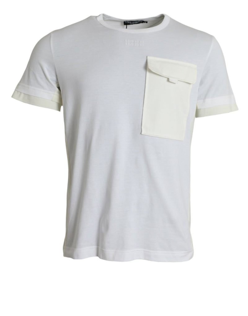 White Cotton Pocket Short Sleeves T-shirt-Dolce & Gabbana-LabelTerrace.com