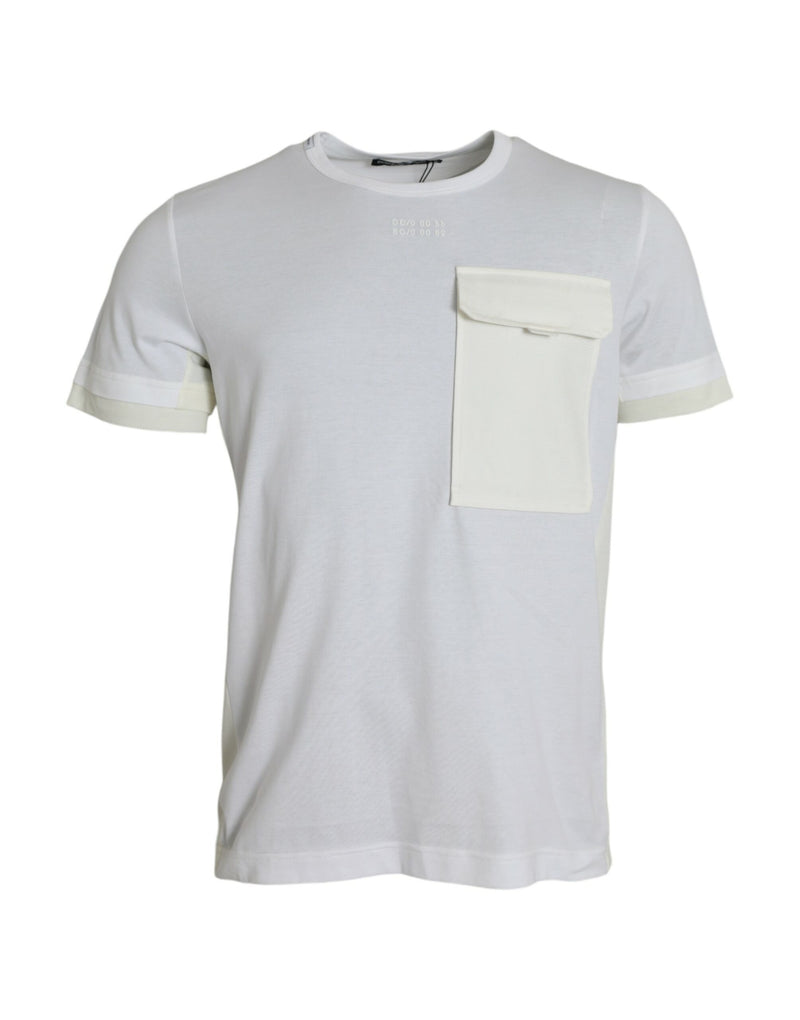 White Cotton Pocket Short Sleeves T-shirt-Dolce & Gabbana-LabelTerrace.com