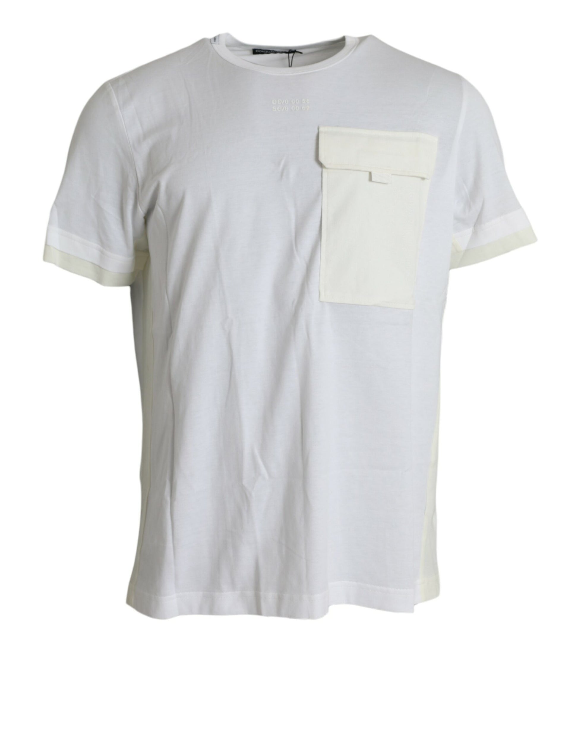 White Cotton Pocket Short Sleeves T-shirt-Dolce & Gabbana-LabelTerrace.com
