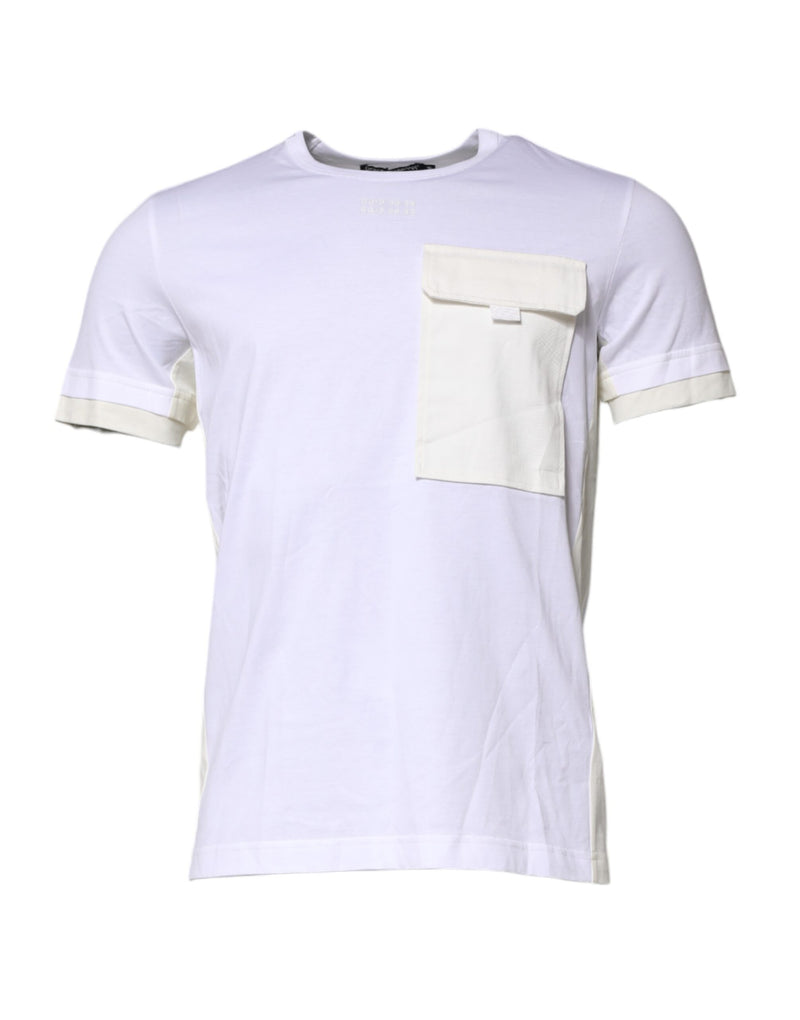 White Cotton Pocket Short Sleeves T-shirt-Dolce & Gabbana-LabelTerrace.com