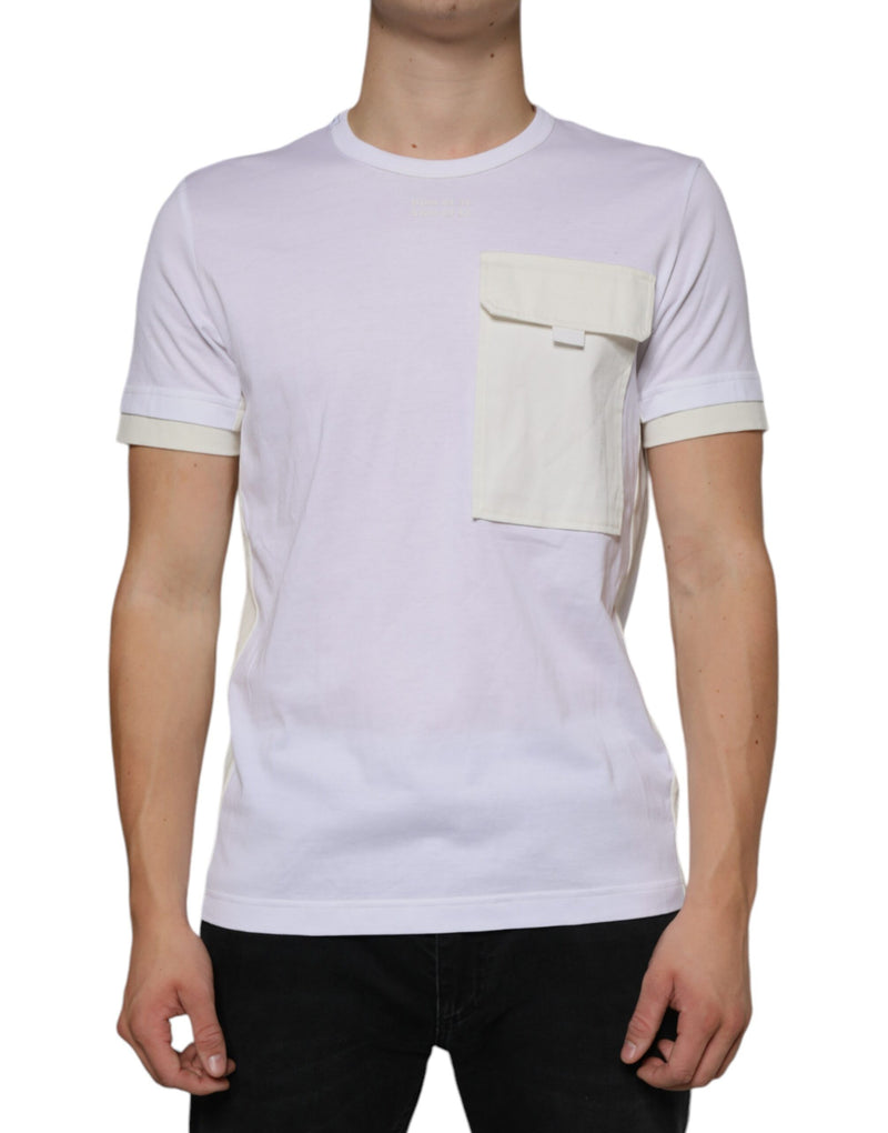 White Cotton Pocket Short Sleeves T-shirt-Dolce & Gabbana-LabelTerrace.com