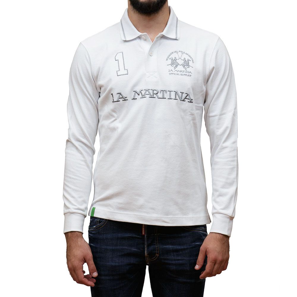 White Cotton Polo Shirt-La Martina-LabelTerrace.com