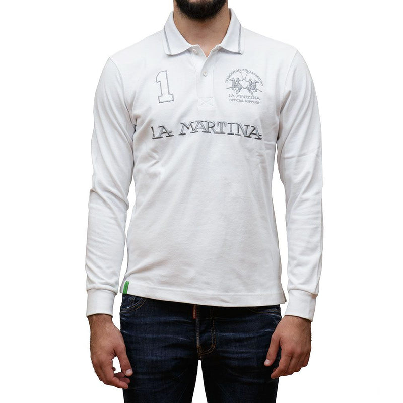 White Cotton Polo Shirt-La Martina-LabelTerrace.com