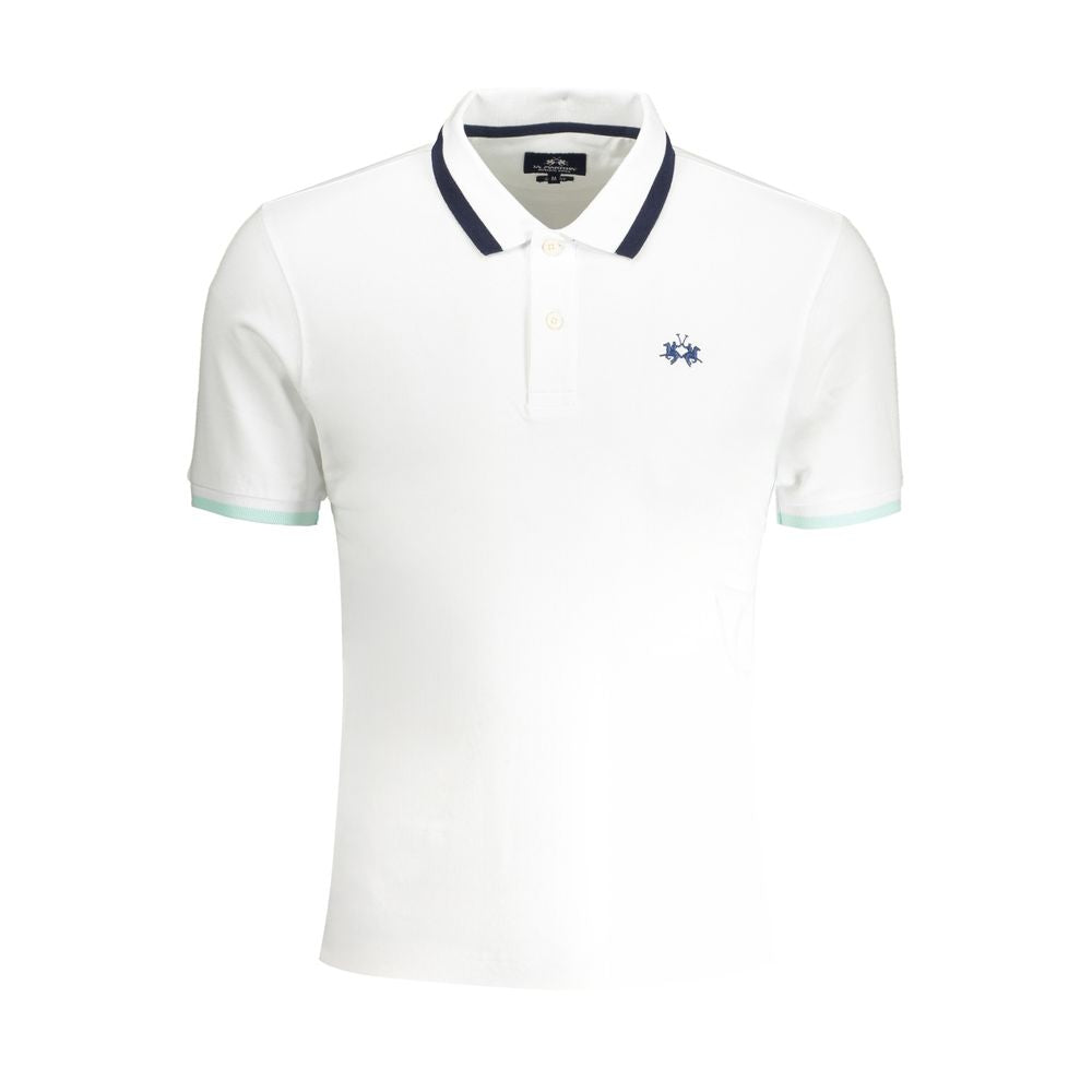 White Cotton Polo Shirt-La Martina-LabelTerrace.com