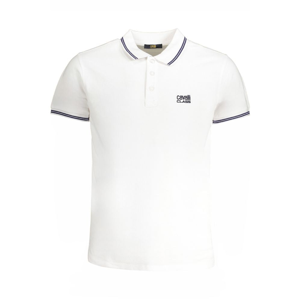 White Cotton Polo Shirt-Cavalli Class-LabelTerrace.com