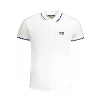White Cotton Polo Shirt-Cavalli Class-LabelTerrace.com
