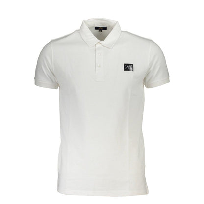 White Cotton Polo Shirt-Cavalli Class-LabelTerrace.com