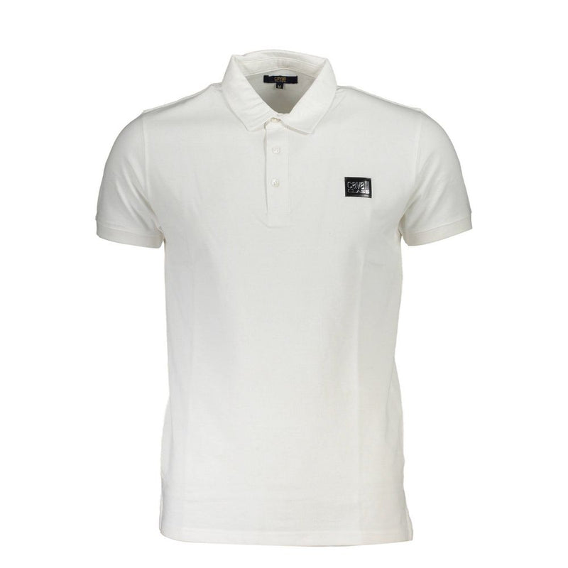 White Cotton Polo Shirt-Cavalli Class-LabelTerrace.com