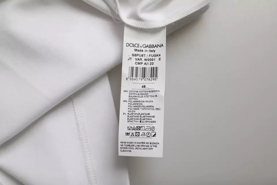 White Cotton Round Neck Short Sleeve T-shirt-Dolce & Gabbana-LabelTerrace.com