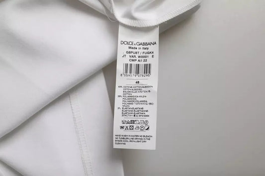 White Cotton Round Neck Short Sleeve T-shirt-Dolce & Gabbana-LabelTerrace.com